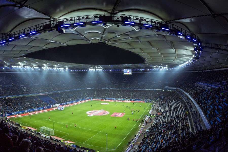 Layar pertandingan olahraga dan statistik yang dipantau penonton